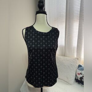 Ann Taylor Petite Sleeveless Blouse – Black & White Pattern – Size SP